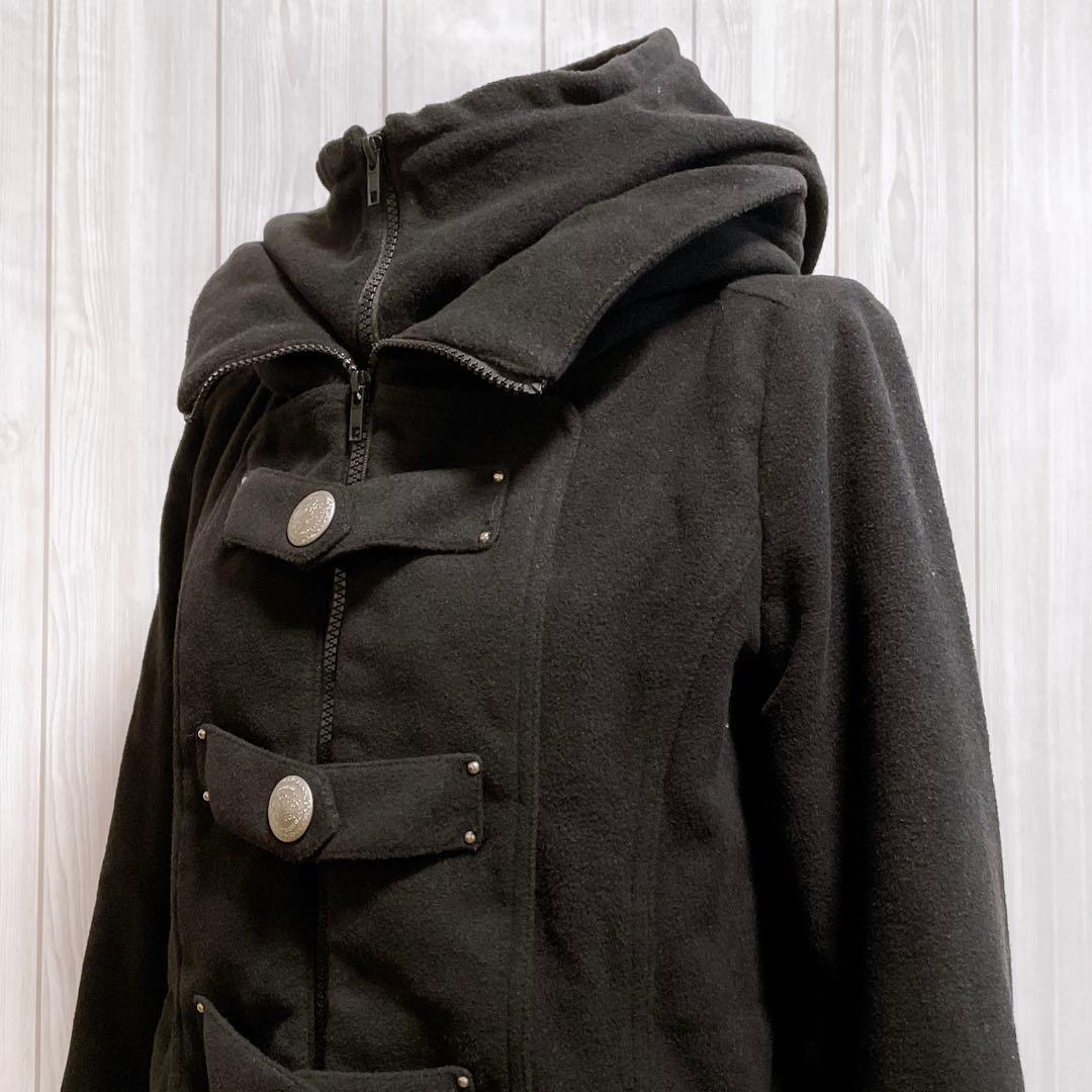 中綿 コート ジャケット 黒 平成ギャル y2k ダークコア パンク グランジ