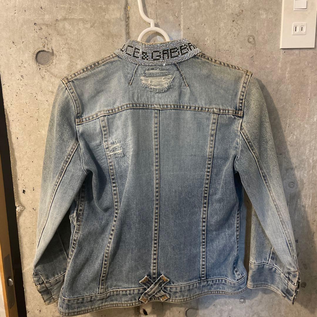 ドルチェとガバンナ ビーズ装飾 ダメージデニムジャケット