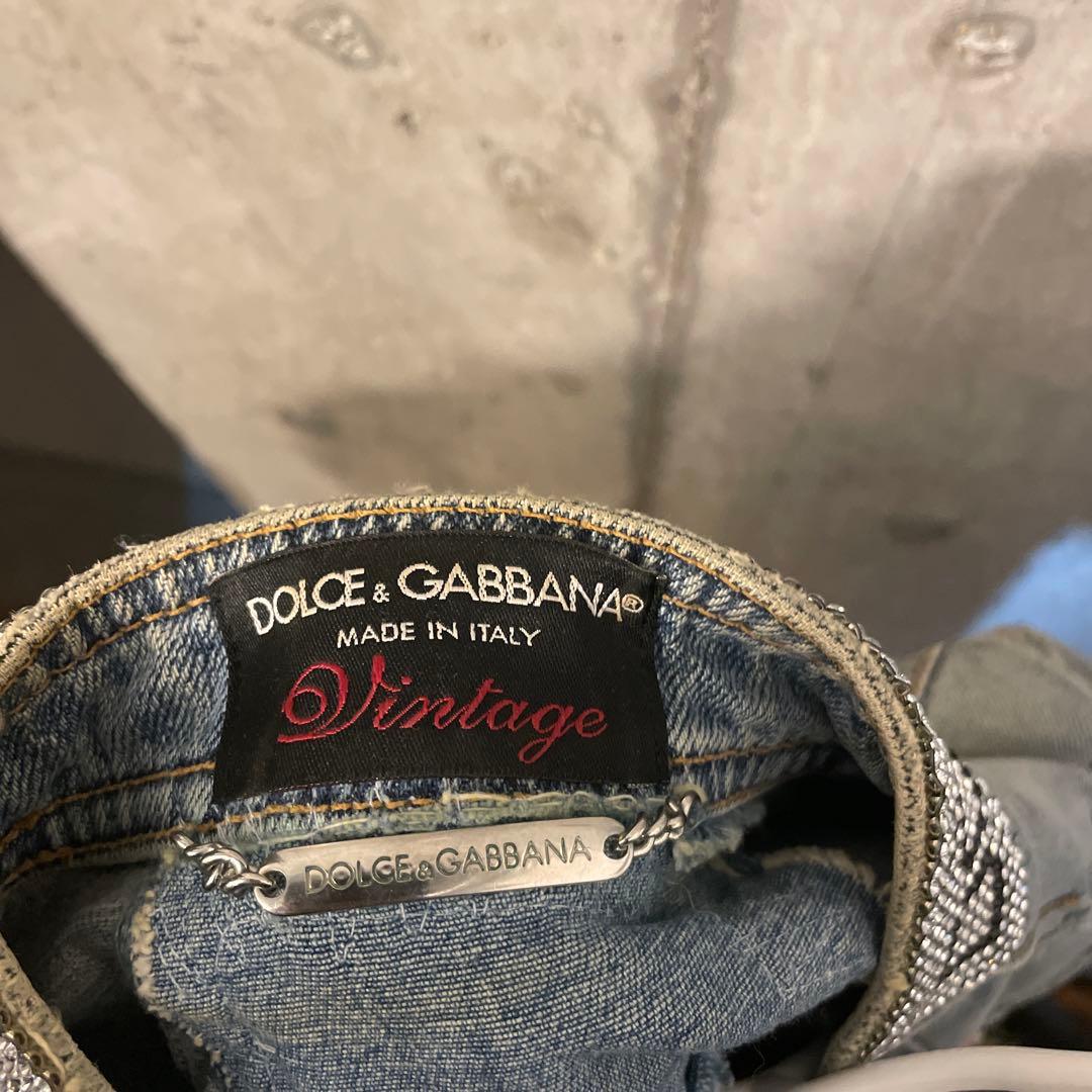 ドルチェとガバンナ ビーズ装飾 ダメージデニムジャケット