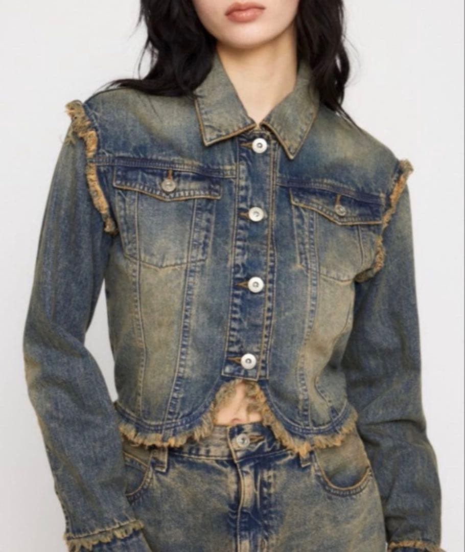 新品未使用LAGUA GEM CUT OFF COMPACTデニムジャケット青M