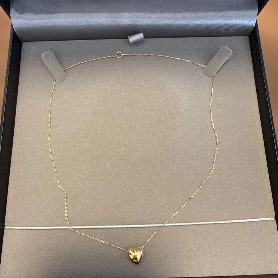 18金 K18 ハートトップ付 ネックレス 2.1g 40㎝ W543