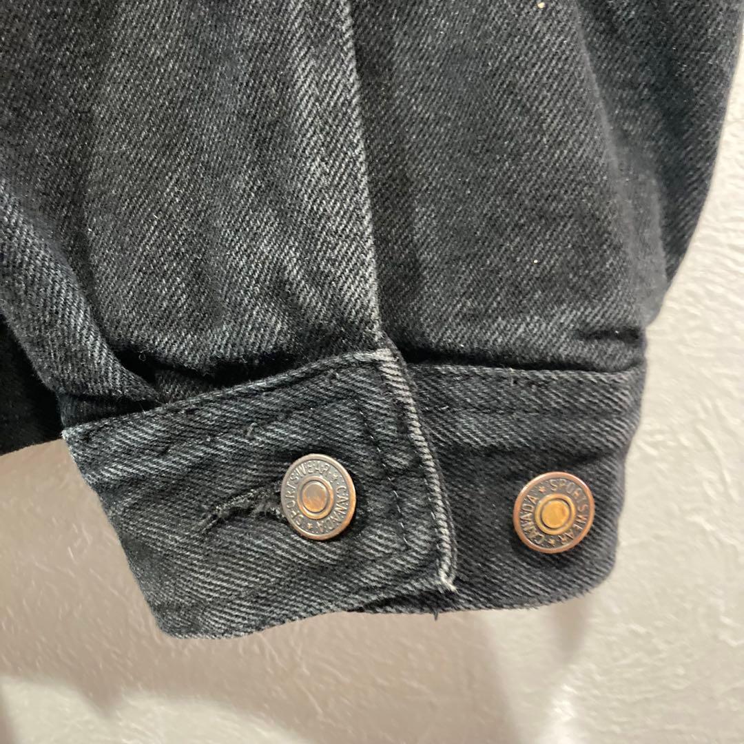 襟レザー gジャン ブラックデニム ジャケット XL リーバイス edifice