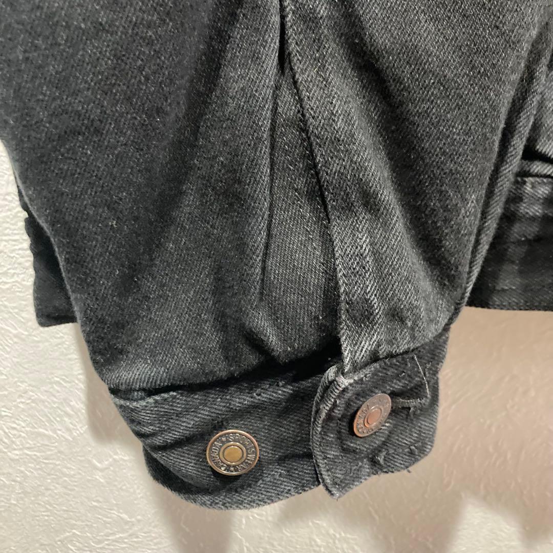襟レザー gジャン ブラックデニム ジャケット XL リーバイス edifice
