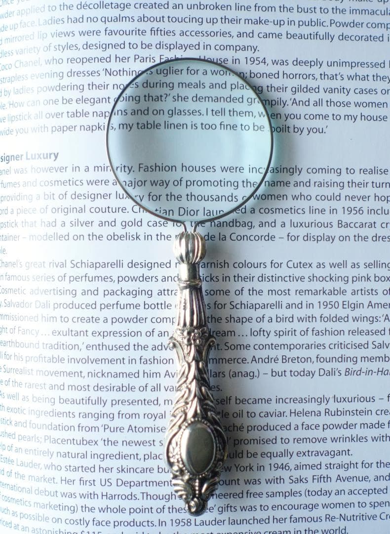 英国アンティーク 銀細工の美しい拡大鏡 ルーペ 虫眼鏡 スターリングシルバー