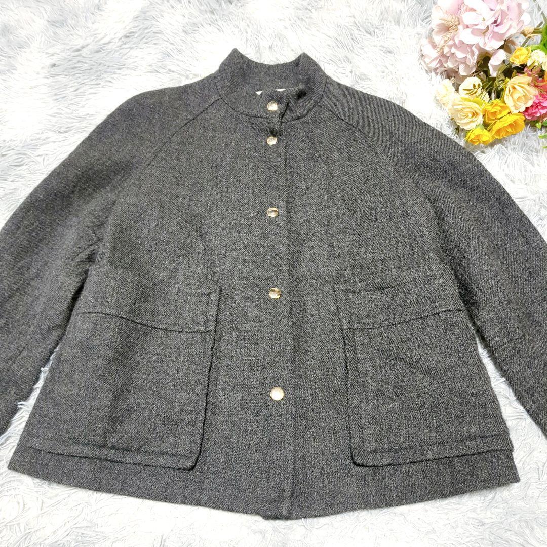 極美品 MARNI ウールスタンドカラージャケット 40/M ブルゾン 金ボタン