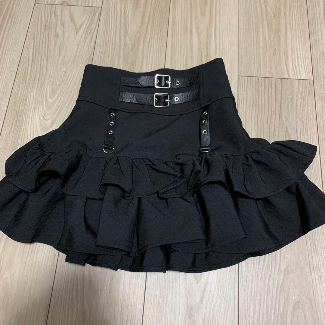 Amilige アミリージュ コルセット風フリルスカート ブラック