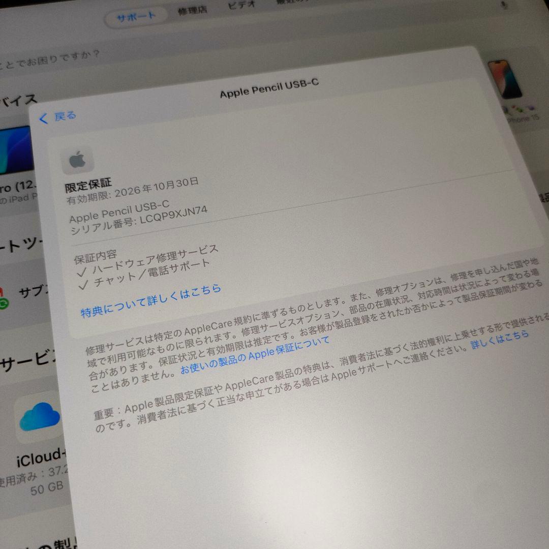 Apple Pencil (USB-C)ホワイト 新品近い