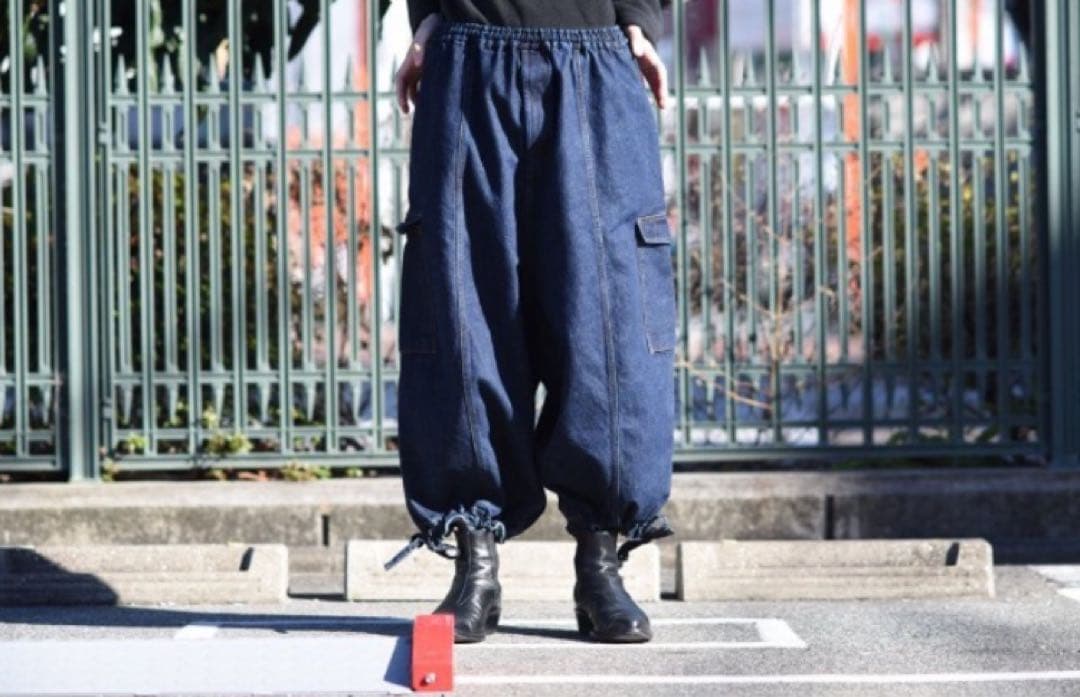 BISHOOL デニムサルエルワイドパンツ　indigo