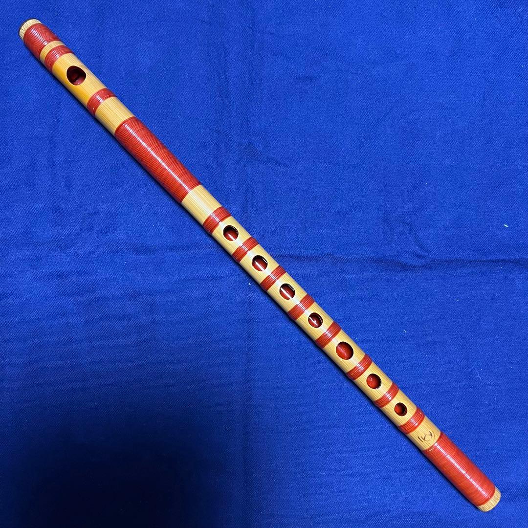 篠笛 丸山 8本調子 唄用 笛師俣野眞龍作 朱籐総巻