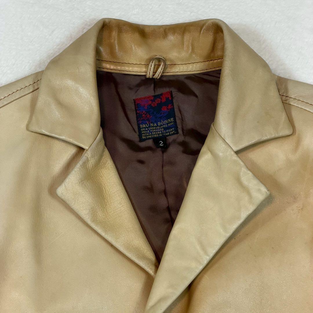 馬革 ブルーナボイン テーラードジャケット くるみボタン レザージャケット