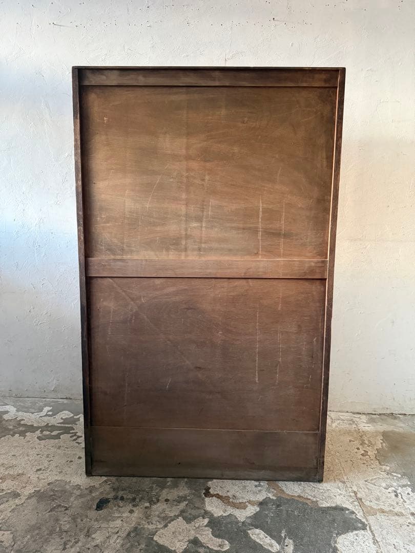 ビンテージ シャッター収納キャビネット 本棚　食器棚　剥離