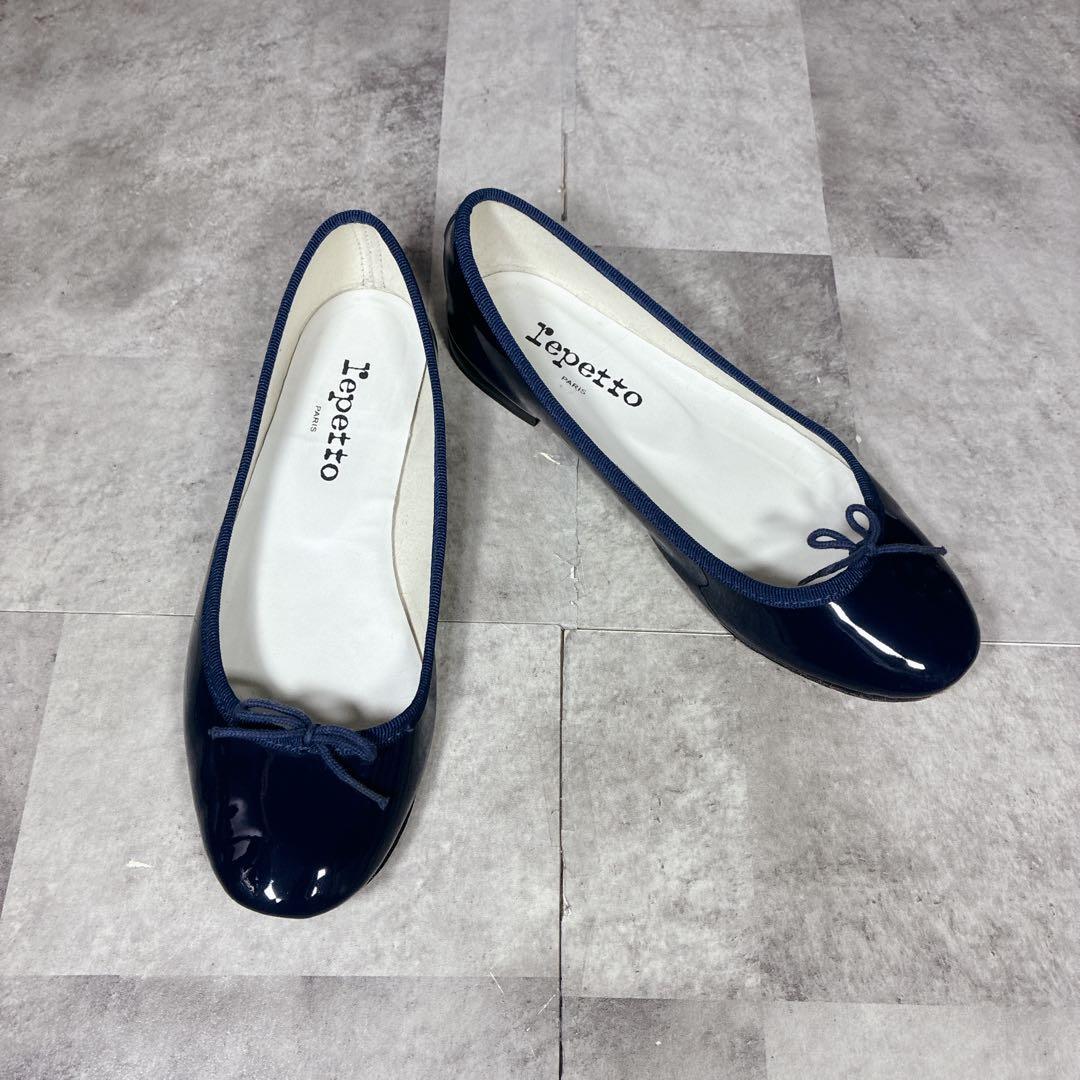 【良品】✨repetto バレエシューズ　フラットパンプス　ネイビー36.5