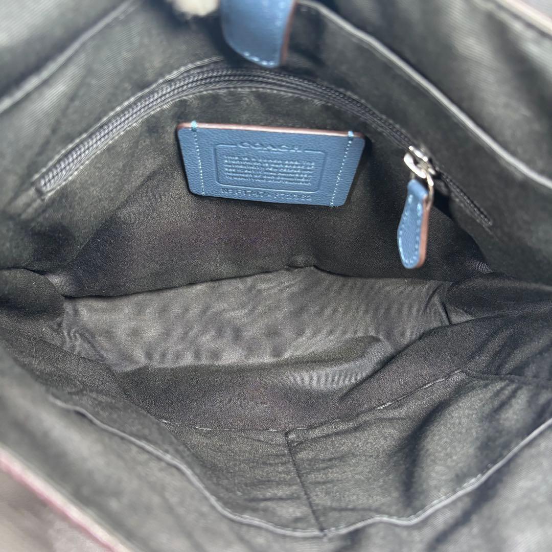 コーチ ショルダーバッグ メッセンジャーバッグ 斜め掛け レザー ブルー