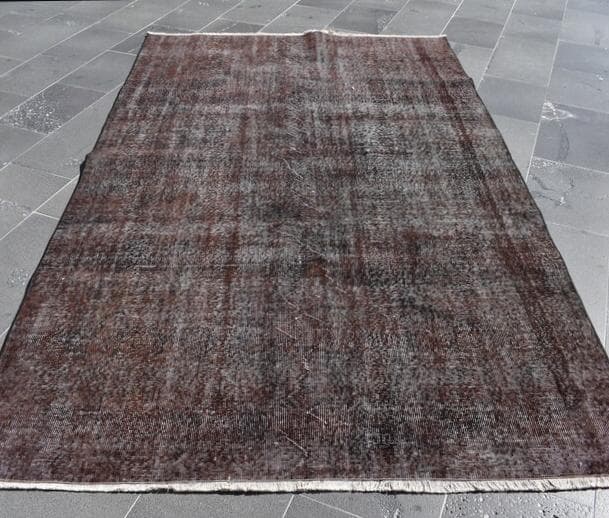 トルコ ヴィンテージラグA47 超大判 レア ダークブラウン オーバーダイラグ