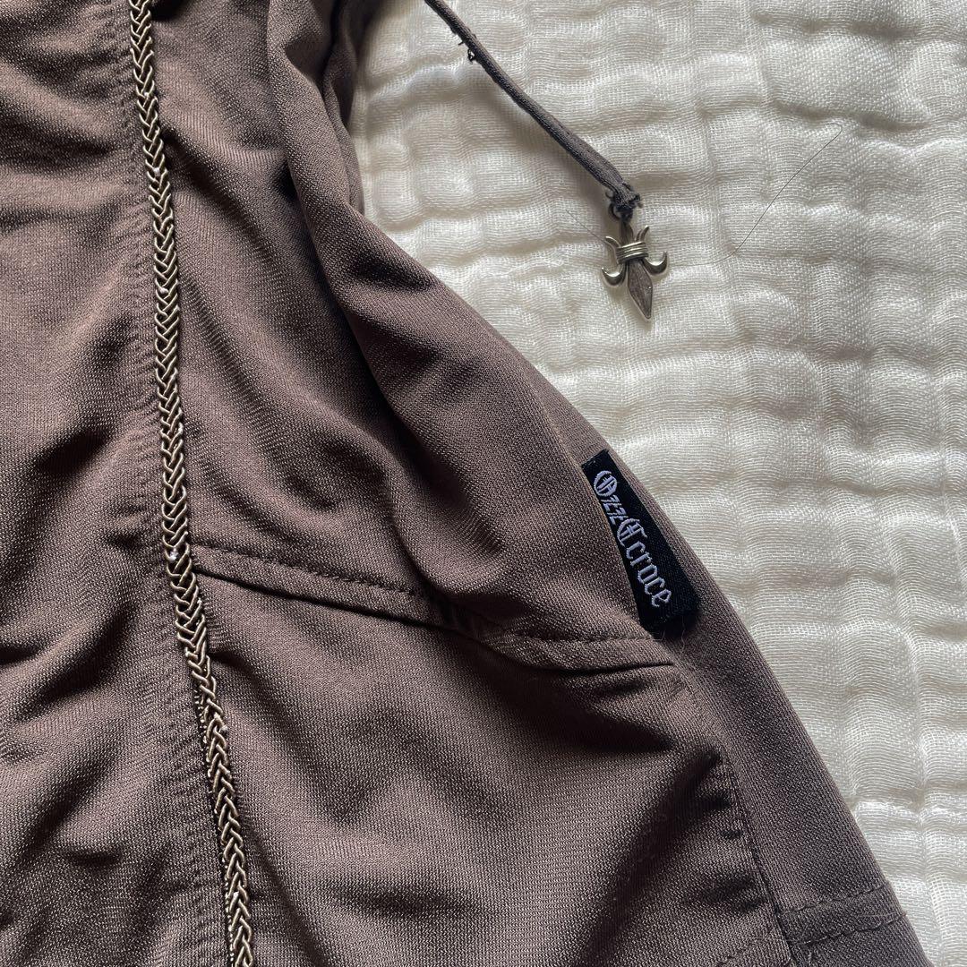 00s 希少 ozz croce チャーム付きレースアップ切り替えv系カットソー