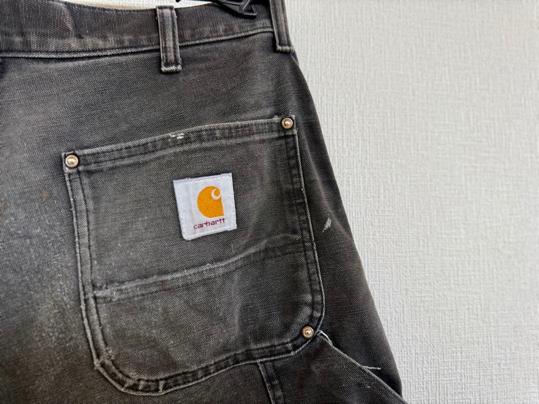 幻 80s 星タグ 34X30 W34 カーハート ダブルニー パンツ ブラック