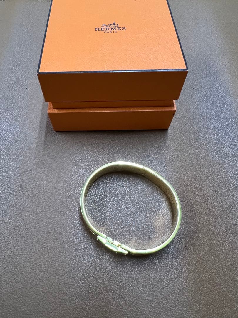 HERMES シルバー オレンジ バングル