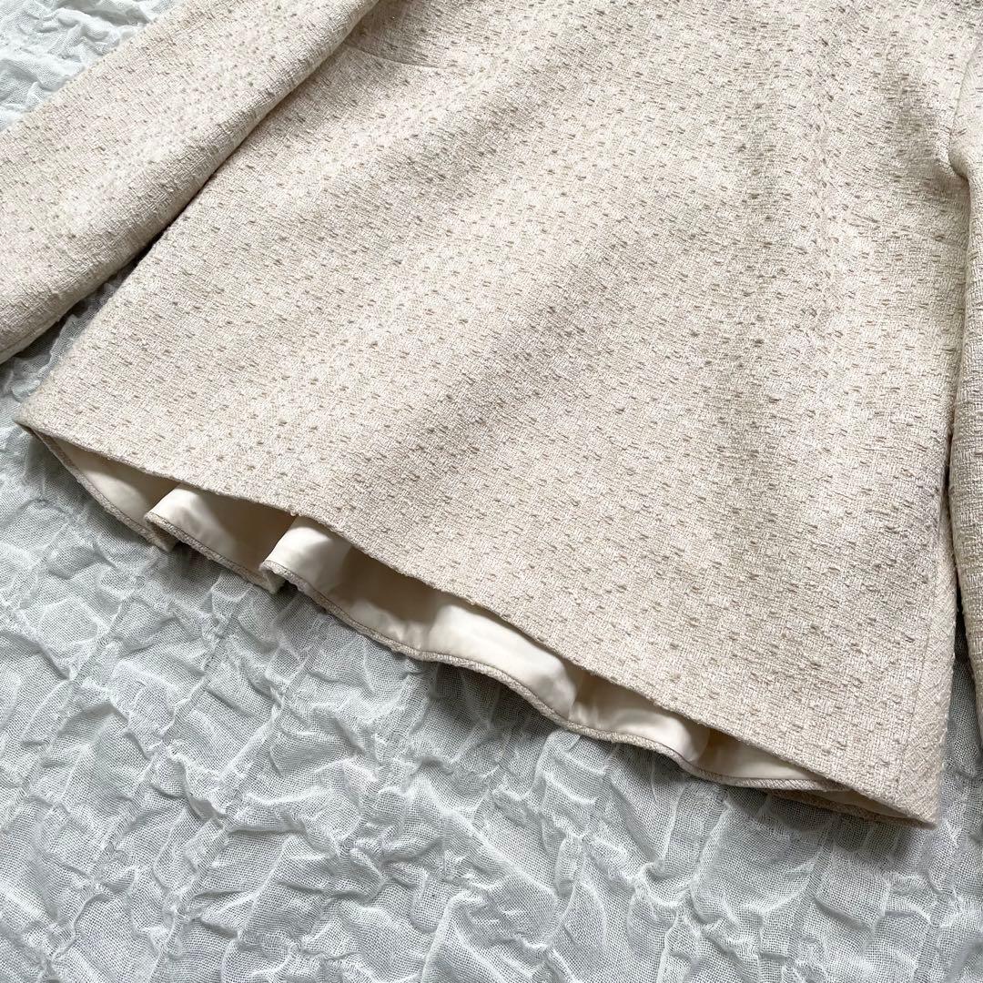 【美品】デミルクスビームス バックフレアツイードプルオーバー ペプラム 定価2万