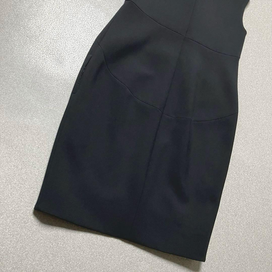 【美品✨ Vネック コクーン】ヨーコチャン ノースリーブワンピース 黒 ドレス