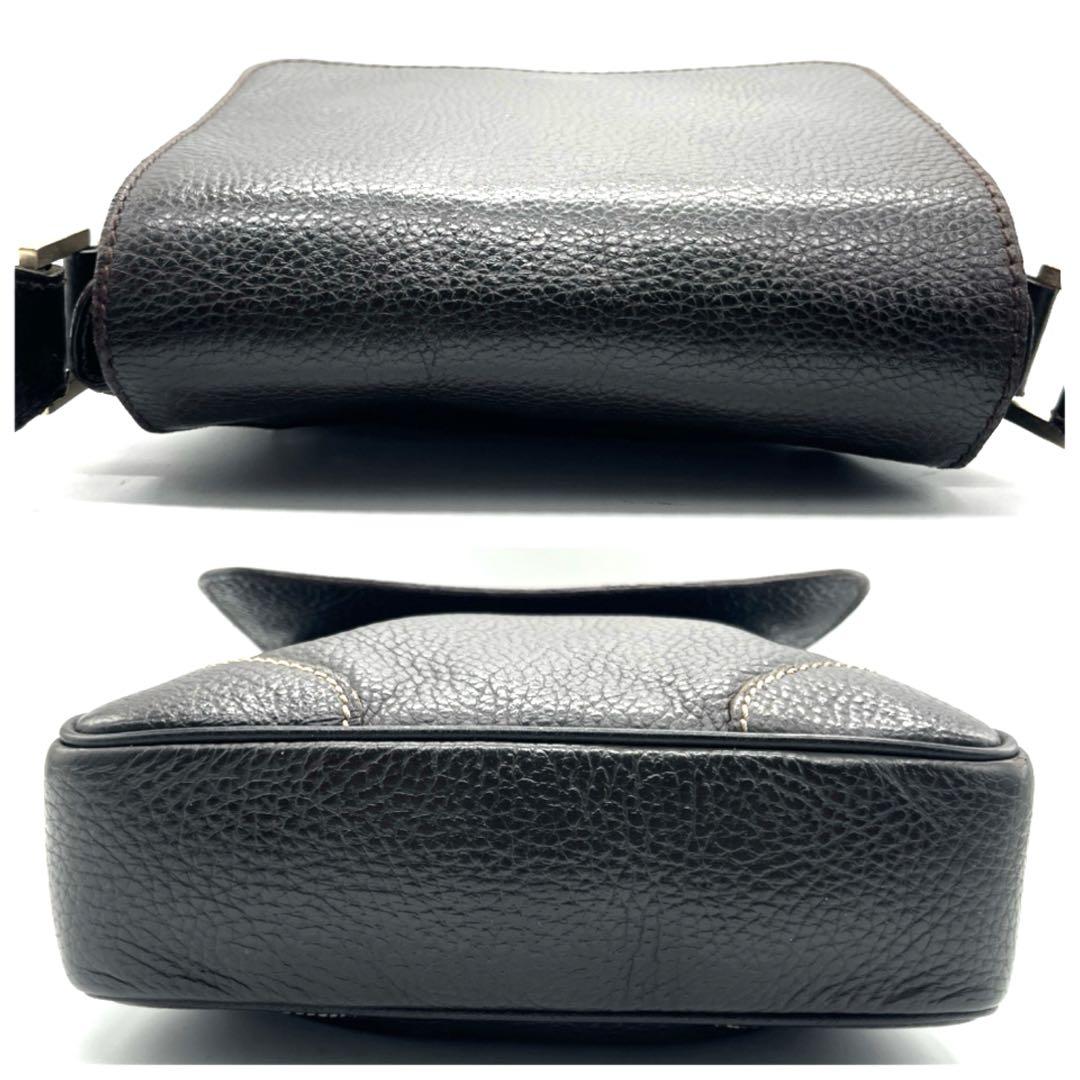 【希少】ダンヒル メッセンジャーバッグ フラップ シボ革 ダークブラウン