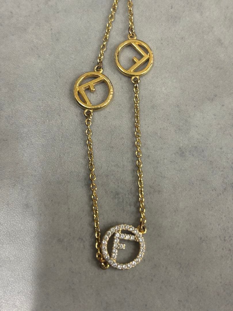 FENDI フェンディ ネックレス ゴールドクリスタル FFロゴ 箱付き