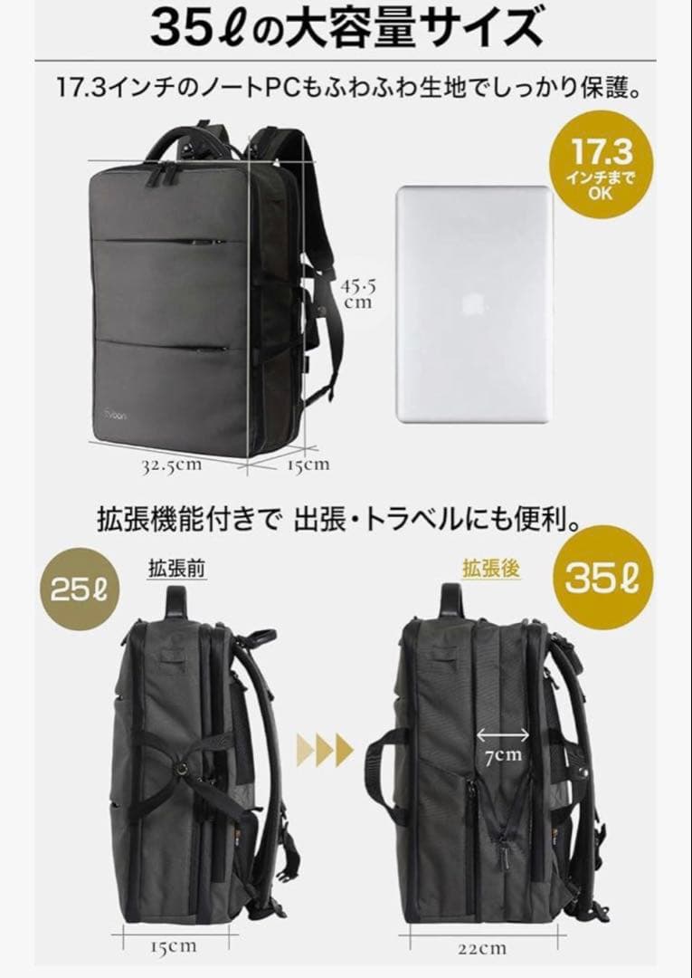 【新品未使用】[Evoon] マルチビジネスリュック5.0 25L拡張機能付き