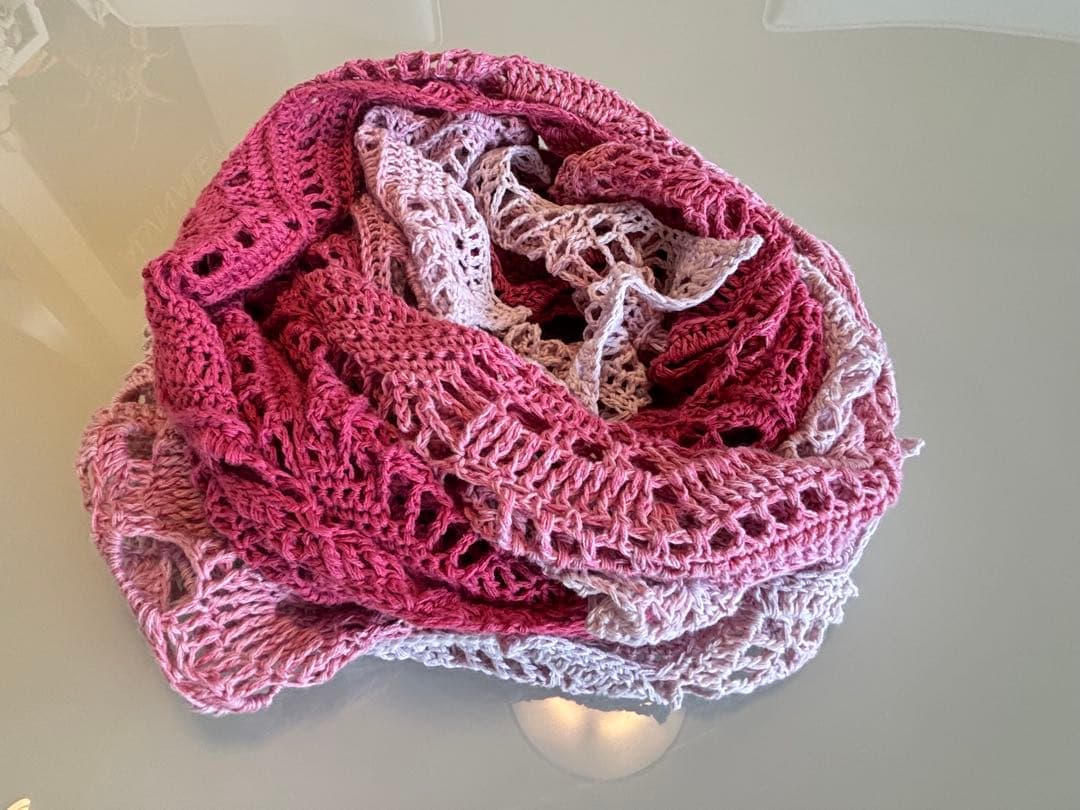 三角・バレエショール　海外輸入糸　綿100% 洗濯可　年中使用可　175×75