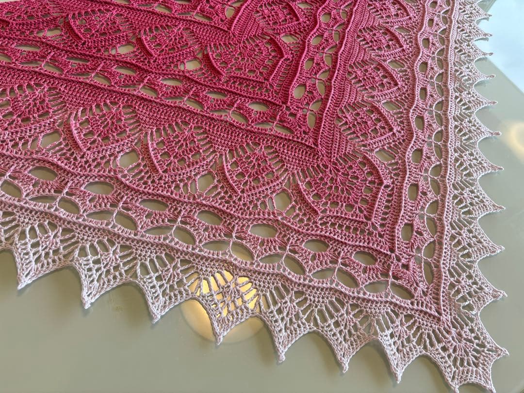 三角・バレエショール　海外輸入糸　綿100% 洗濯可　年中使用可　175×75