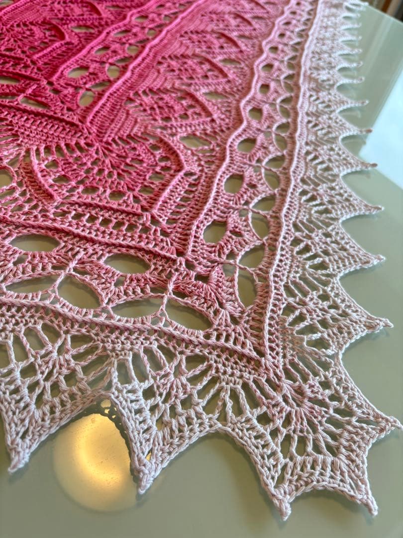 三角・バレエショール　海外輸入糸　綿100% 洗濯可　年中使用可　175×75