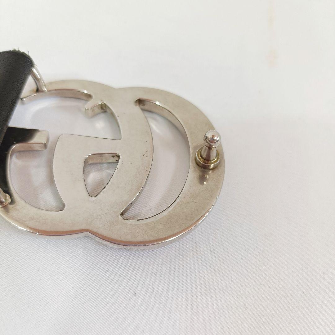 美品 正規品 GUCCI グッチ GG マーモント シルバー レザー ベルト 黒