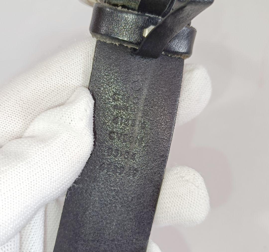 美品 正規品 GUCCI グッチ GG マーモント シルバー レザー ベルト 黒