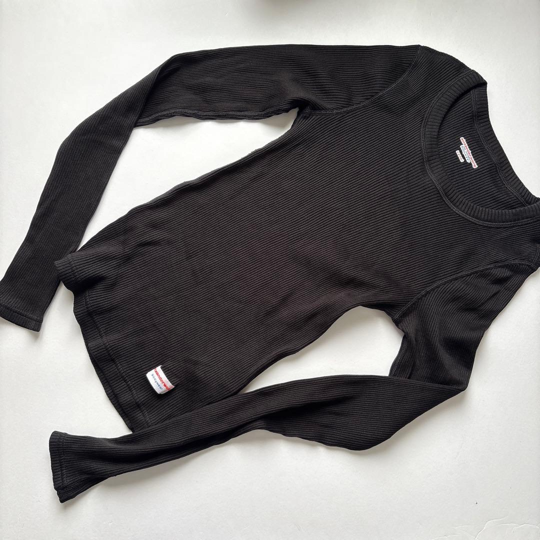 黒　ブラック　未使用　アレキサンダーワン　リブコットン ロングスリーブtシャツ