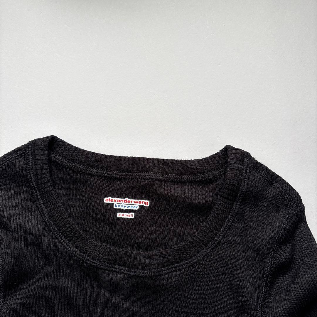黒　ブラック　未使用　アレキサンダーワン　リブコットン ロングスリーブtシャツ
