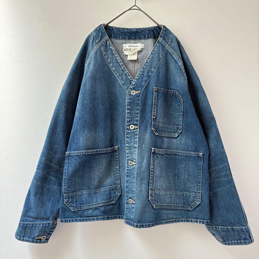 Veritecoeur VC-2577 ノーカラーデニムカバーオール