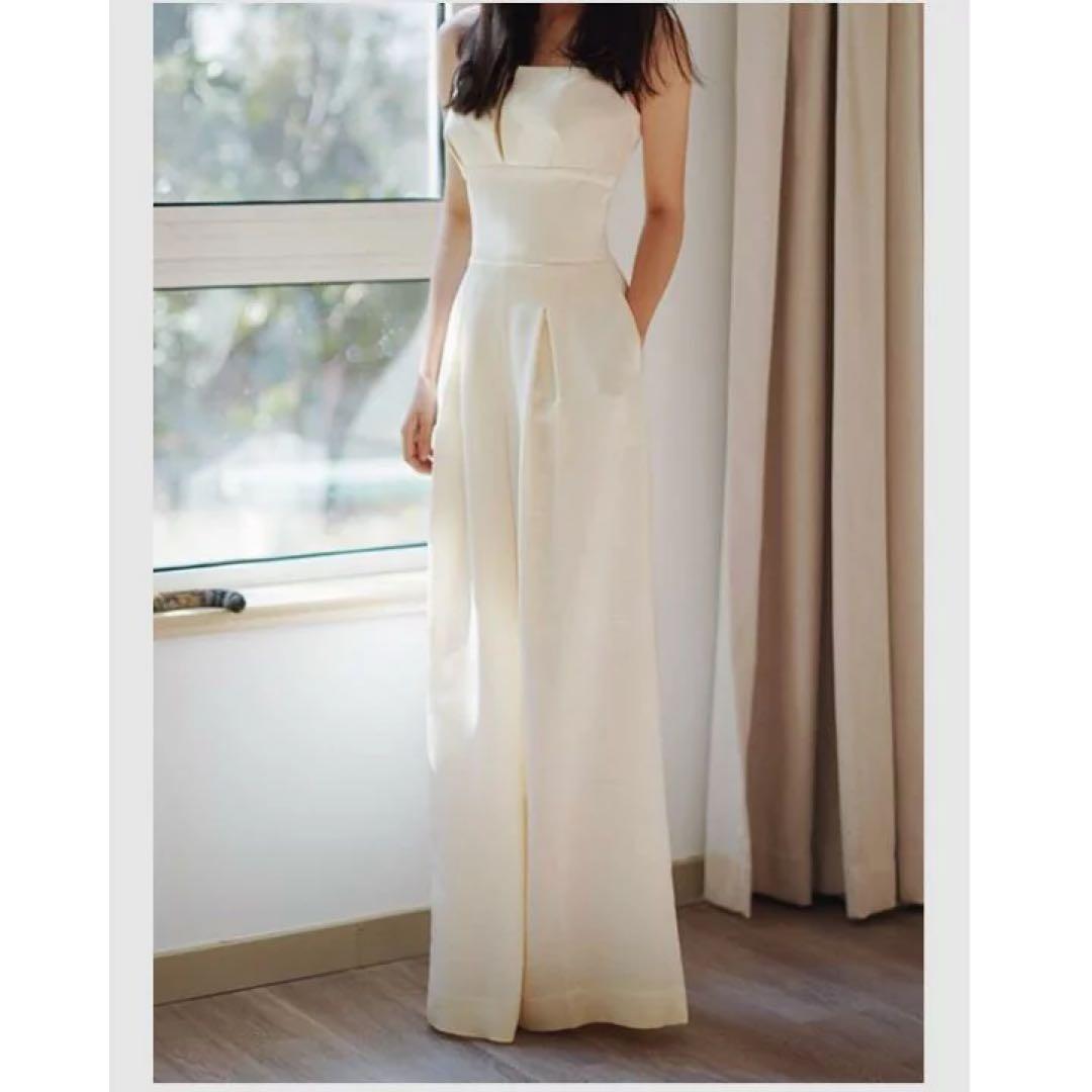 二次会・前撮り　ウェディング　ホワイトパンツドレス　Mサイズ