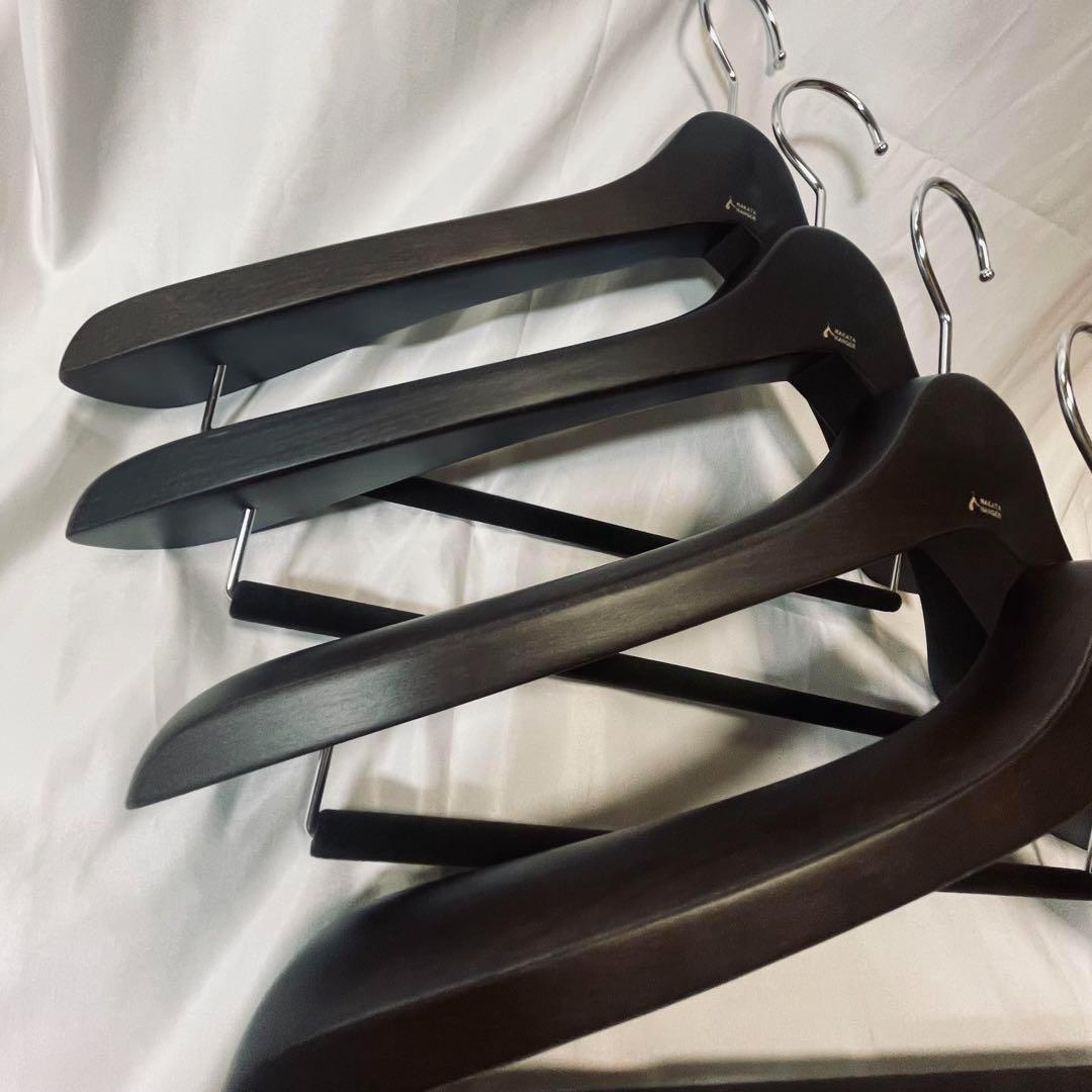 【ナカタハンガー】高級木製ハンガー　ダークブラウン　 4本セット