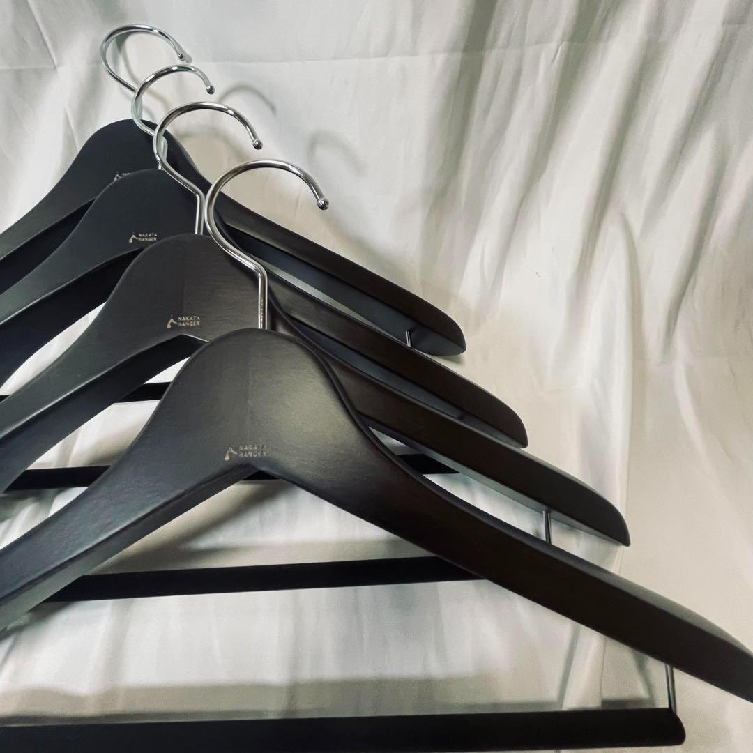 【ナカタハンガー】高級木製ハンガー　ダークブラウン　 4本セット