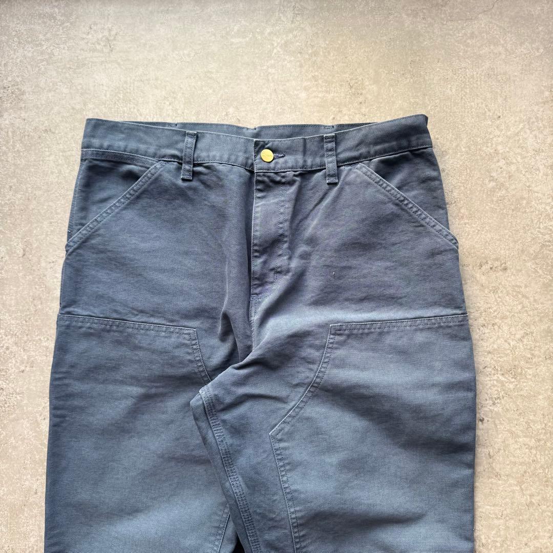 極美品 カーハート 肉厚 ダック ダブルニー w34 × L32 ブルーグレー