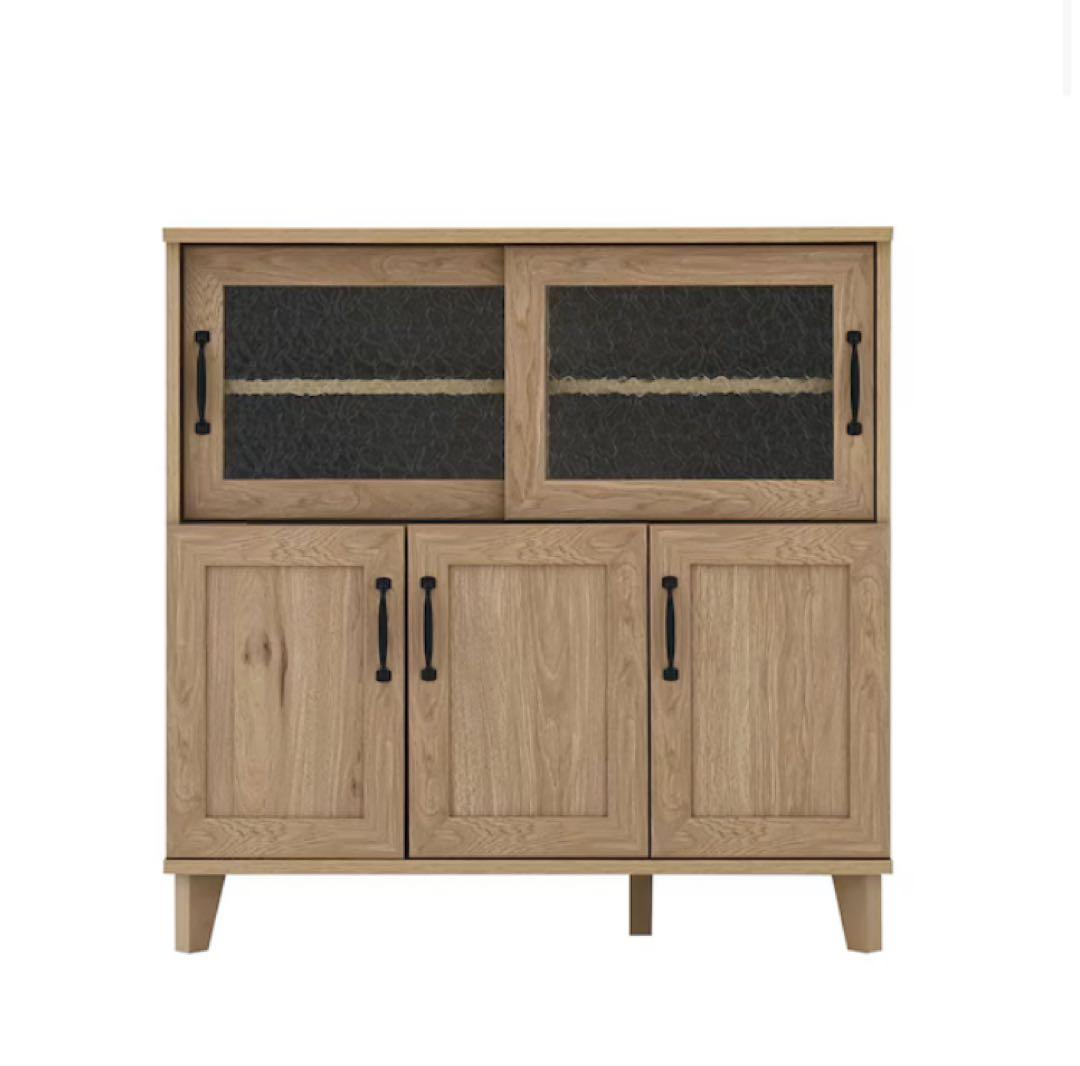 石目調ガラスの北欧風キッチンカウンター (幅90cm GN)