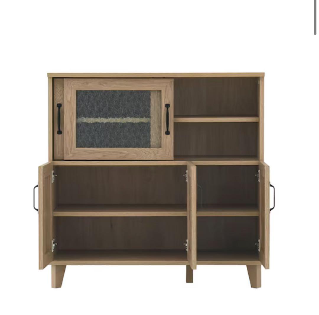 石目調ガラスの北欧風キッチンカウンター (幅90cm GN)