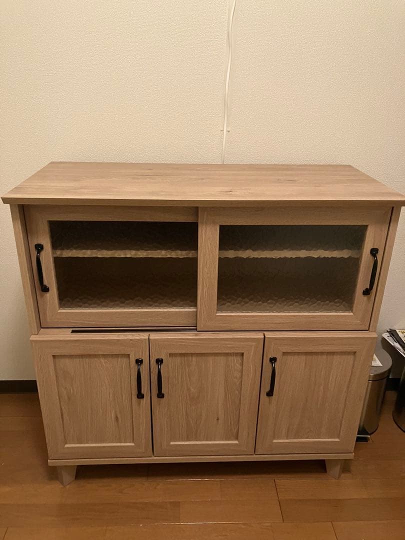 石目調ガラスの北欧風キッチンカウンター (幅90cm GN)