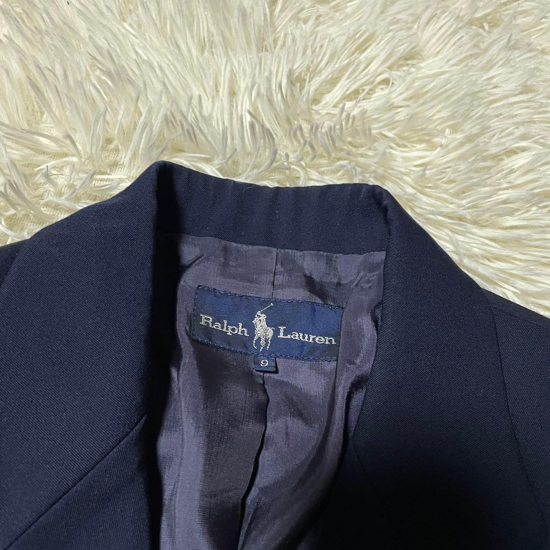 【美品】ラルフローレン 金ボタン 紺ブレ テーラードジャケット 肩パッド ダブル