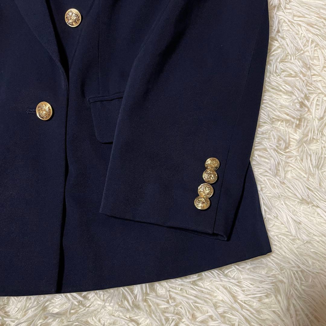 【美品】ラルフローレン 金ボタン 紺ブレ テーラードジャケット 肩パッド ダブル