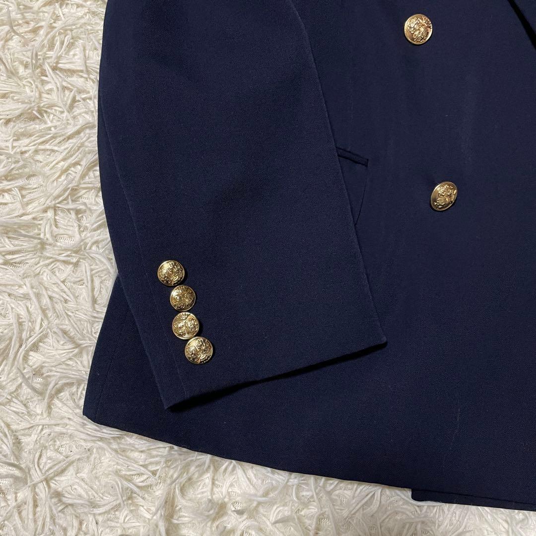 【美品】ラルフローレン 金ボタン 紺ブレ テーラードジャケット 肩パッド ダブル