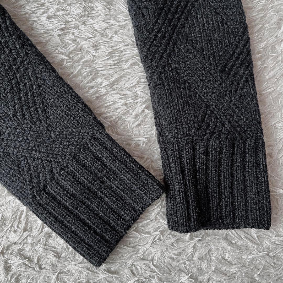 【美品】マリメッコ ウール100％ アランニットカーディガン黒フィッシャーマン黒