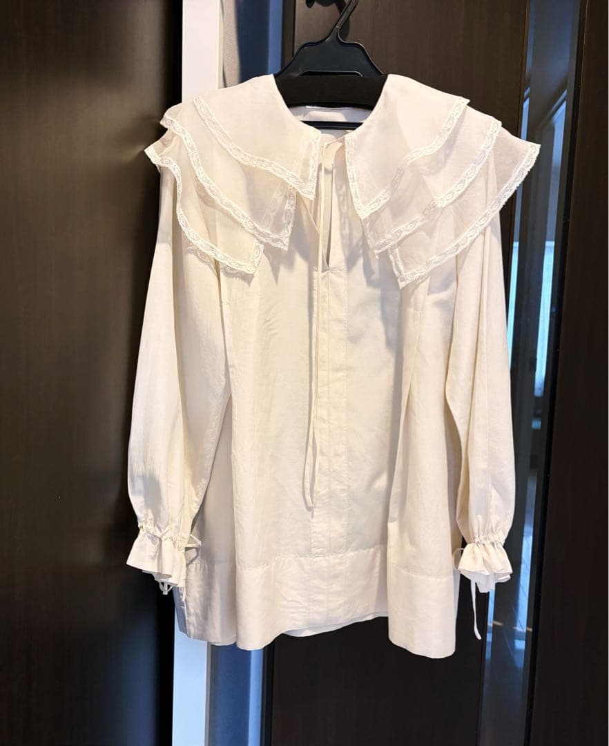 TOWAVASE シルクコットン 3重衿ブラウス/ ivory