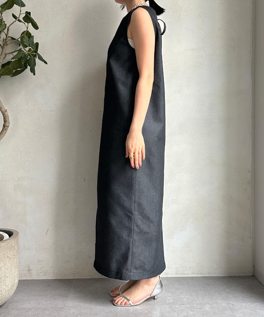 美品　DOUDOU　ドゥドゥ　JAPANデニム　タンクワンピース　ブラック　F