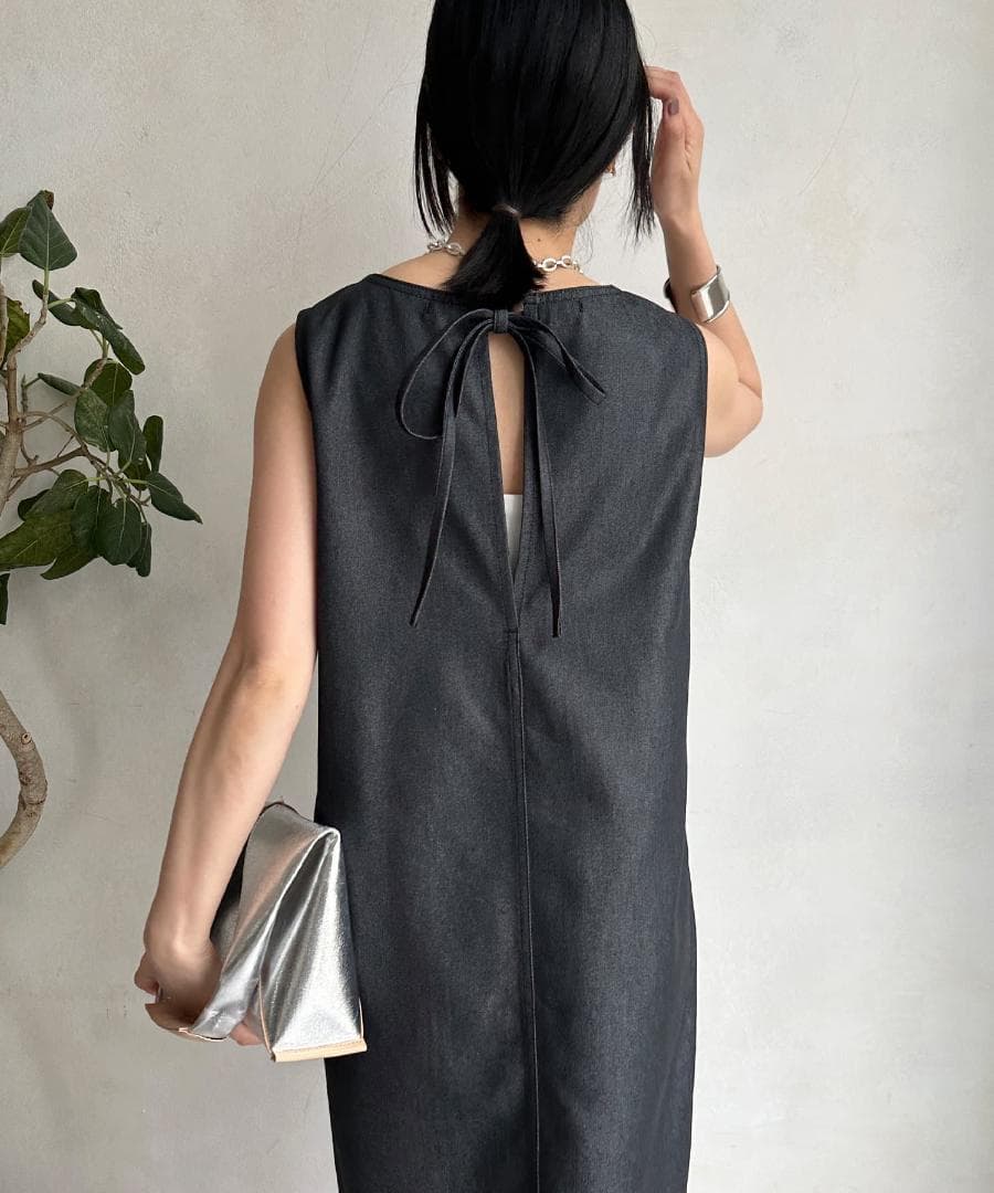 美品　DOUDOU　ドゥドゥ　JAPANデニム　タンクワンピース　ブラック　F