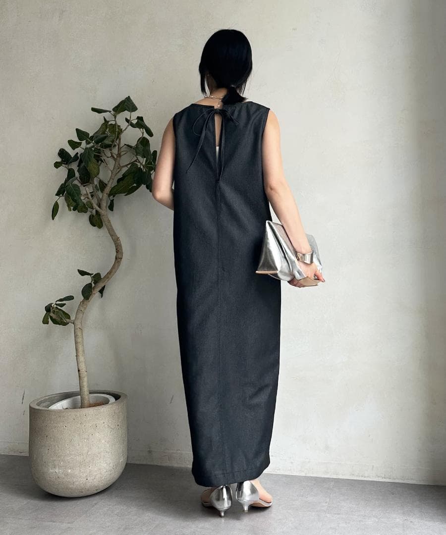 美品　DOUDOU　ドゥドゥ　JAPANデニム　タンクワンピース　ブラック　F