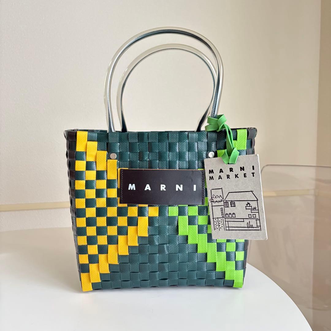 MARNI MARKET かごバッグ グリーン
